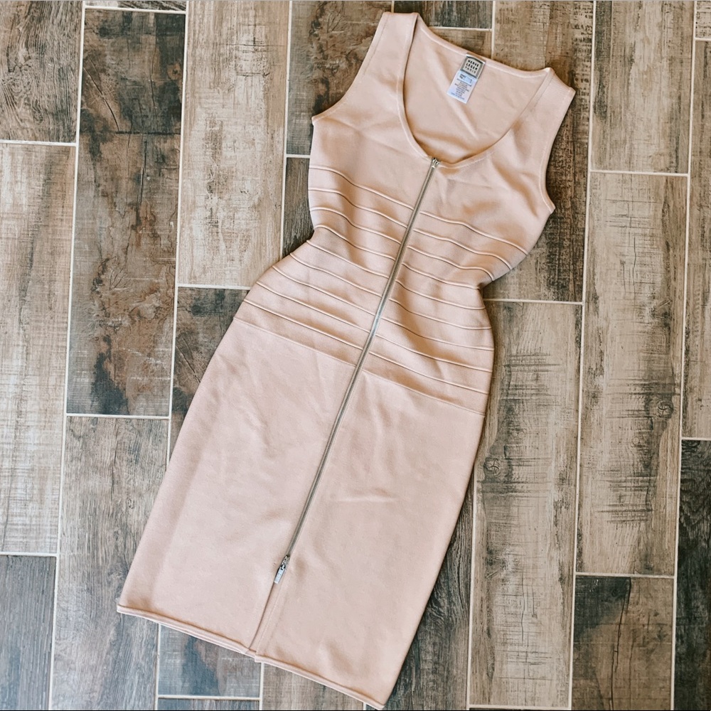 Herve Leger | 90’s Bandage Bodycon Nude Dress